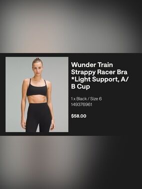 Lululemon Wunder Train Strappy Racer Bra Sz 6